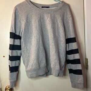 Gray Sweatshirt with Black Stripes